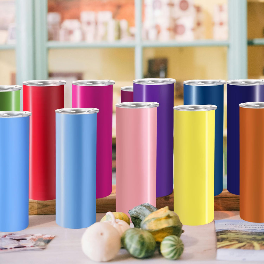 16 Pack 20oz Stainless Steel Insulated Tumblers with Lid and Straw G1004