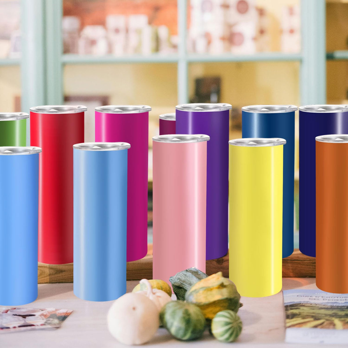 16 Pack 20oz Stainless Steel Insulated Tumblers with Lid and Straw G1004