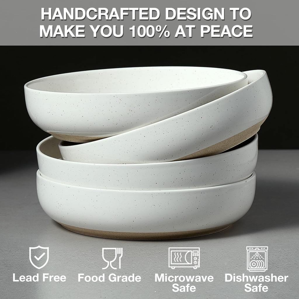 White Ceramic Pasta Bowls Set of 4 Z160