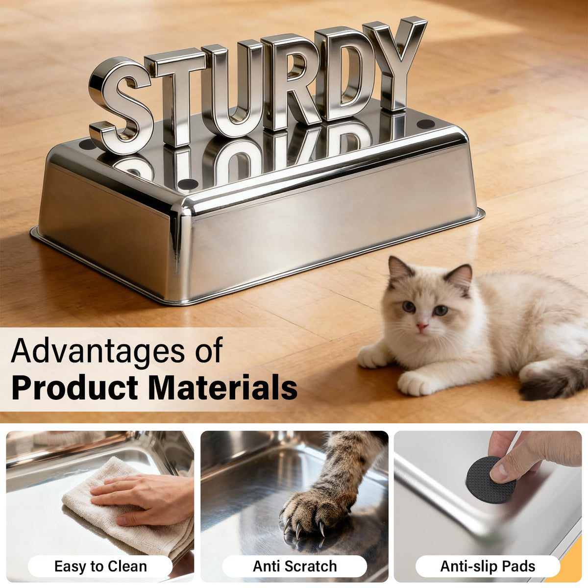 XL Stainless Steel Enclosed Cat Litter Box with Lid L435882