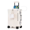 20 Inch White ABS Hardside Spinner Luggage with USB Port H266313