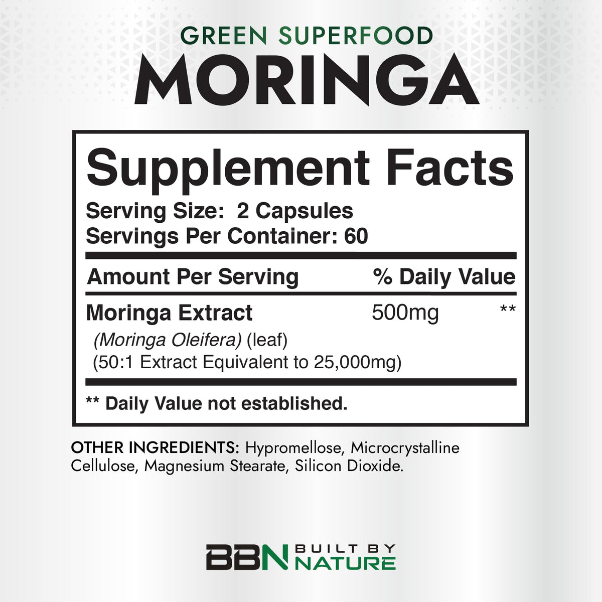Moringa Supplement 500mg 120 Capsules A4497