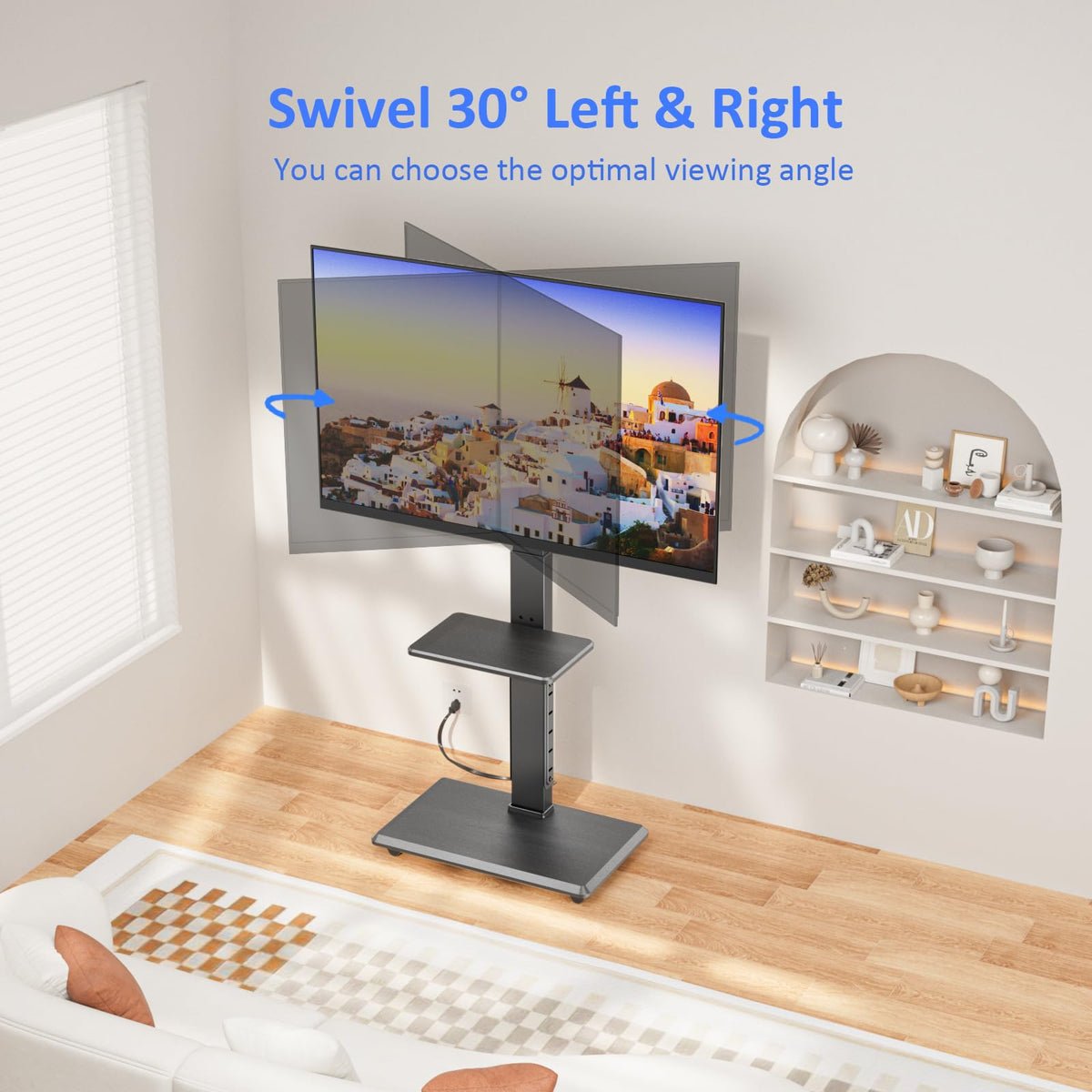 Rolling TV Stand with Power Outlet for 32-75" TV D343