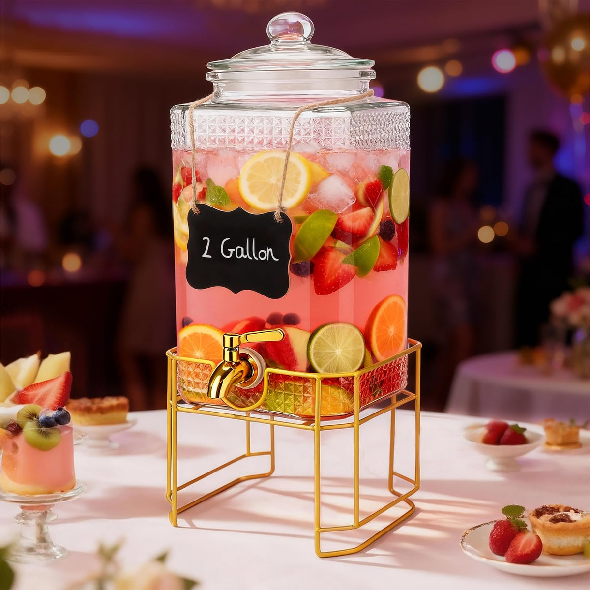 2 Gallon Stainless Steel Beverage Dispenser with Stand Q499223
