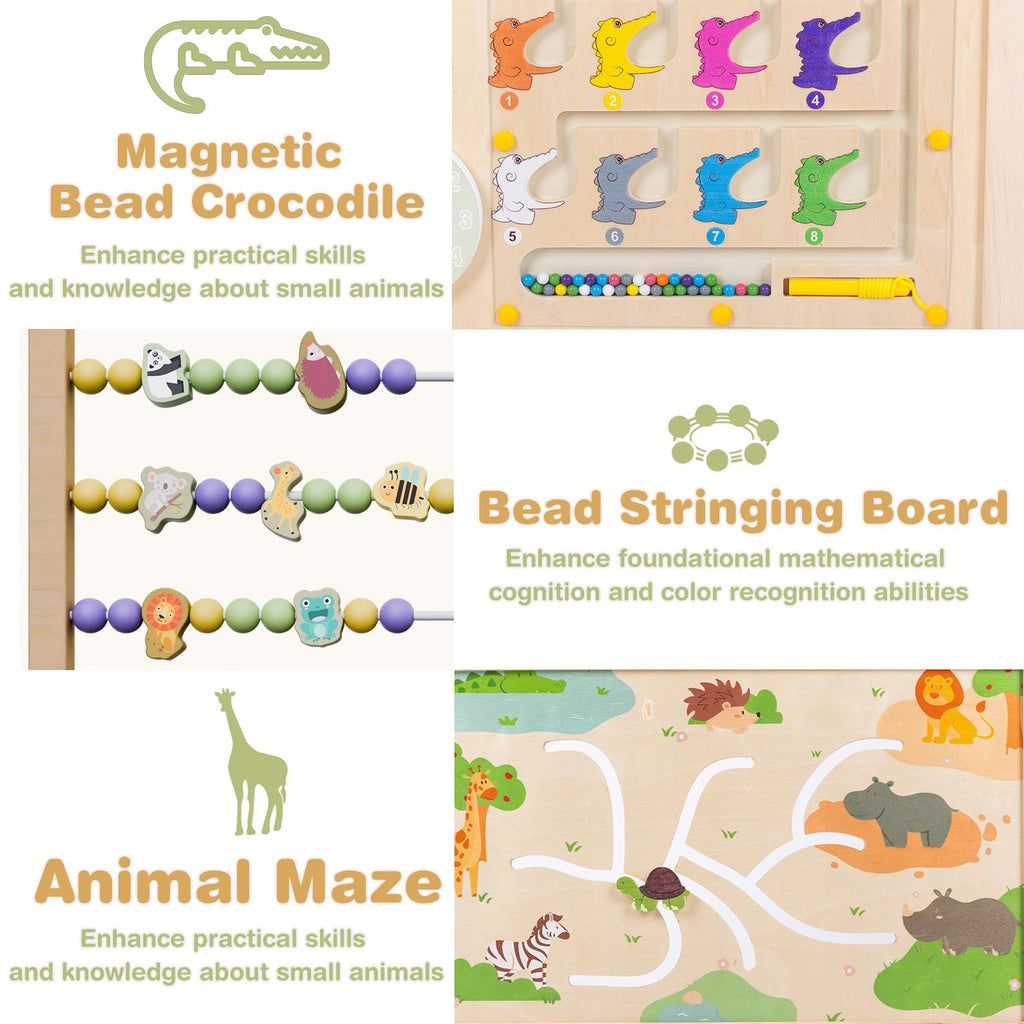 Foldable Wooden Baby Playpen with Toy Set N471