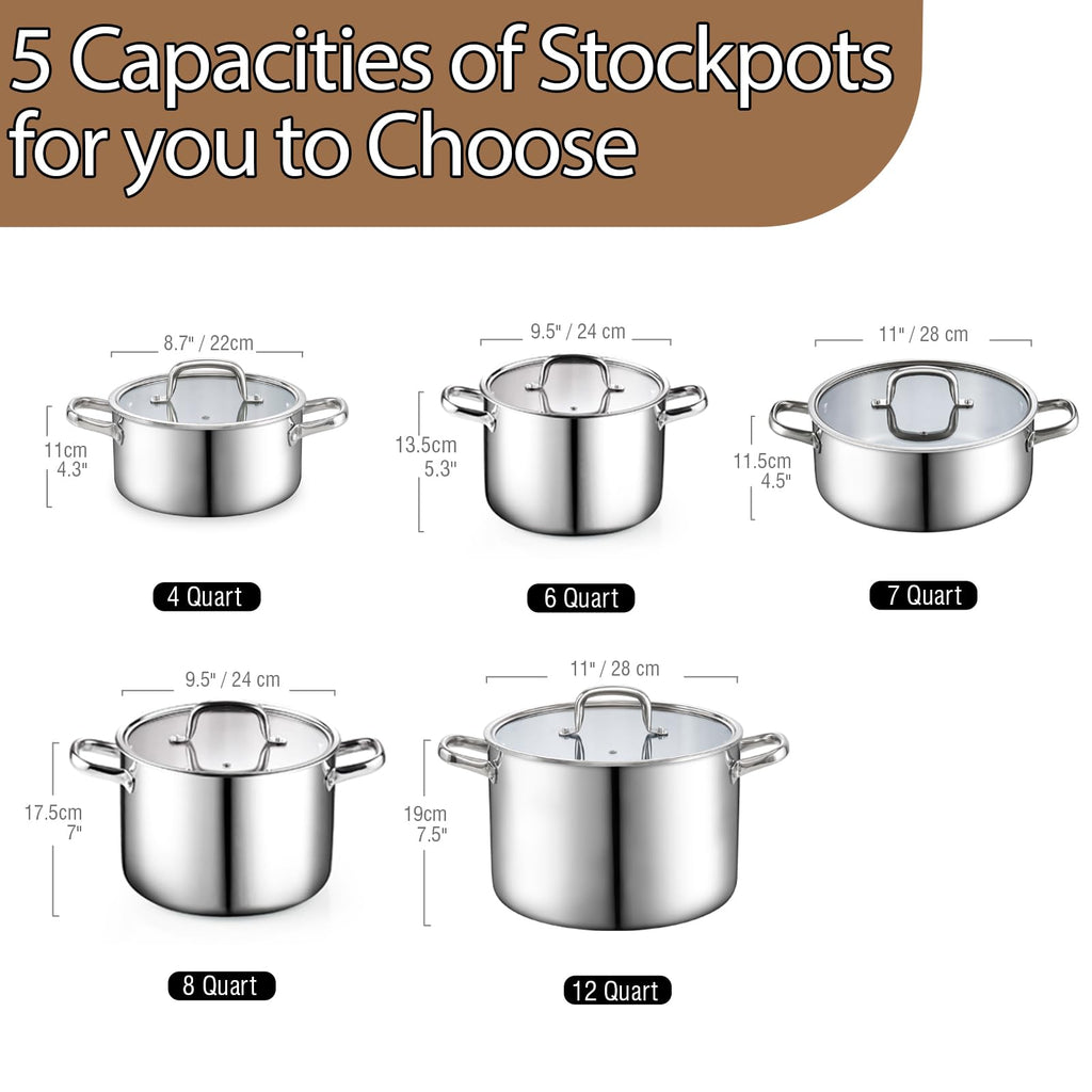 4 Quart Tri-Ply Clad Stainless Steel Stock Pot with Lid G694