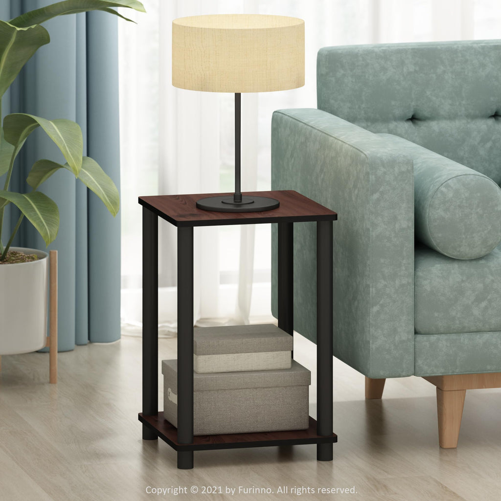 2-Tier Square Side Table Set of 2, Dark Cherry X746