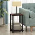 2-Tier Square Side Table Set of 2, Dark Cherry X746
