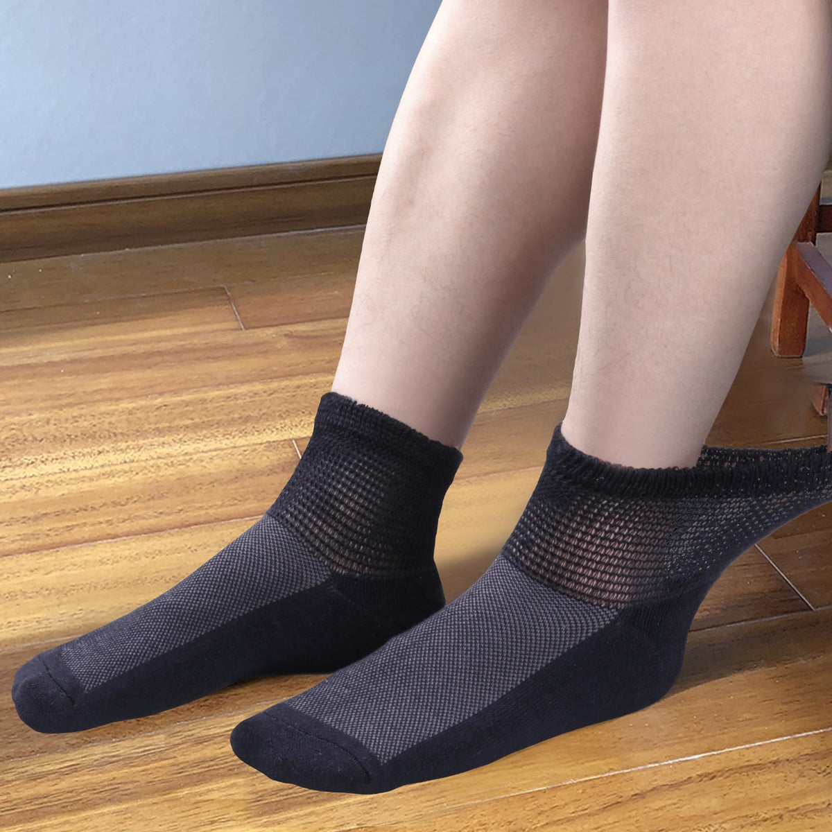 Bamboo Viscose Diabetic Socks, Black, Size 10-13, 5 Pairs G840