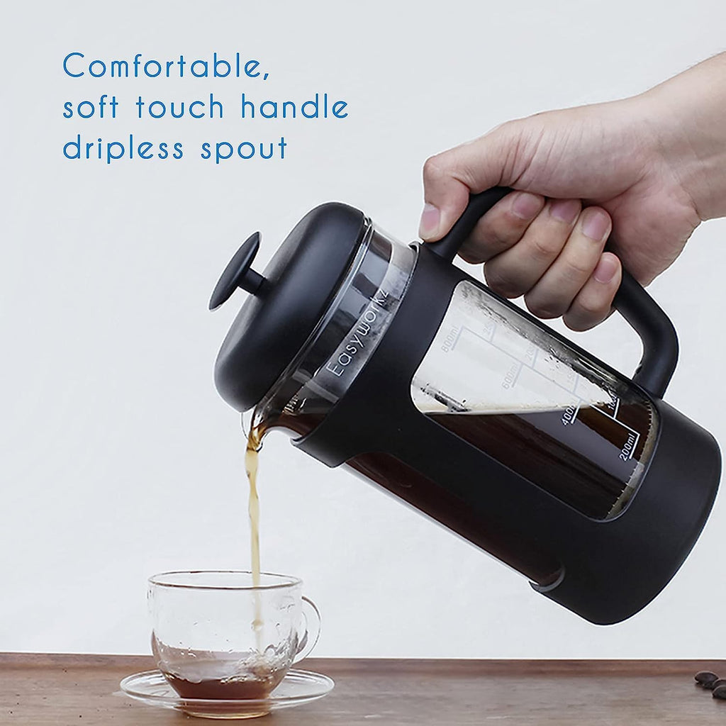French Press 12 oz, Stainless Steel Double-Wall Espresso Cups 5 oz Set of 2 Y50552