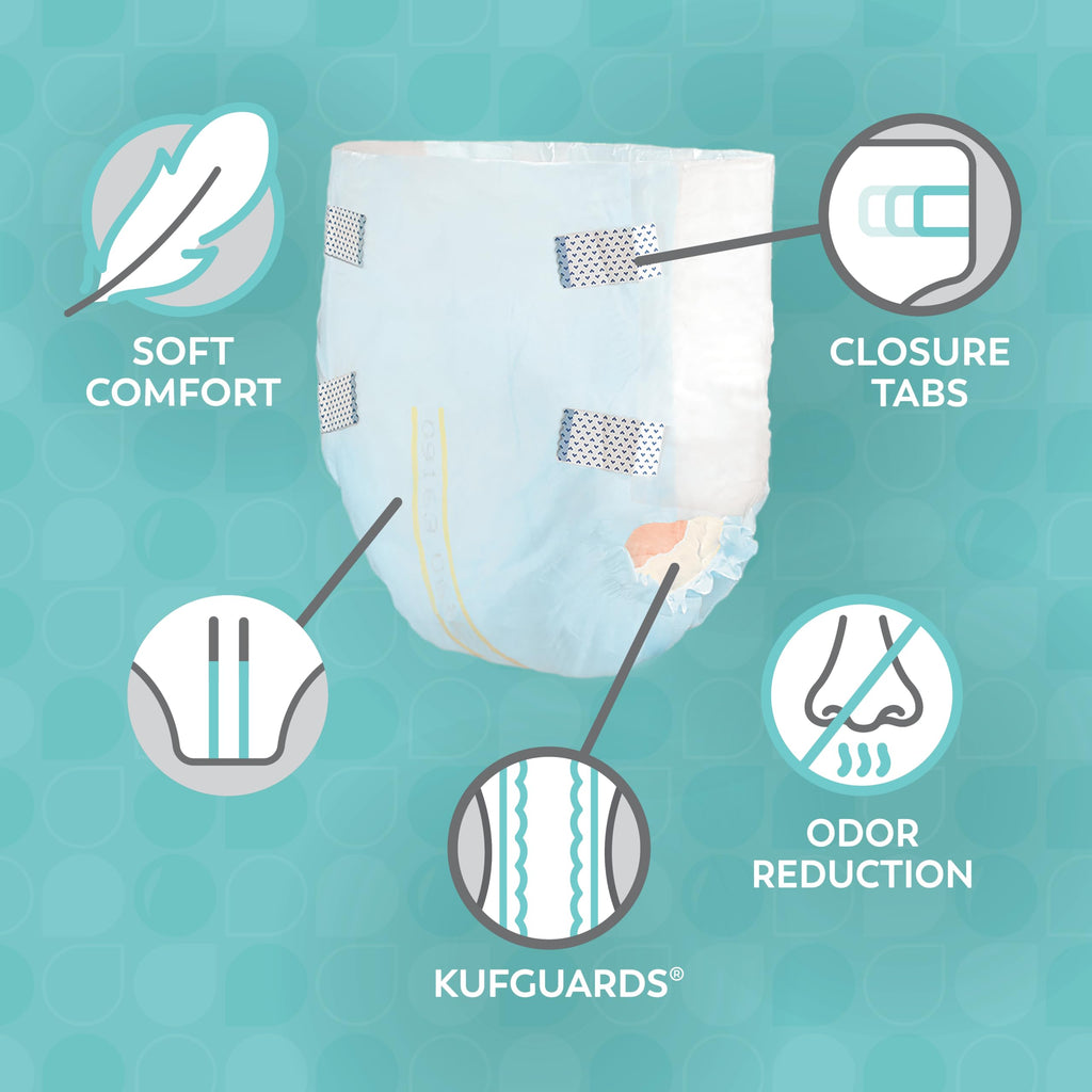 Heavy Adult Diapers with Tabs, Large, 12 Ct A666