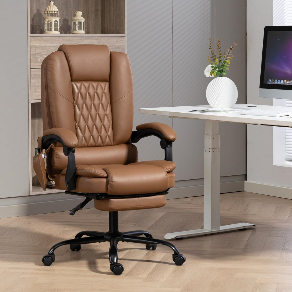 Brown Heated Massage Office Chair with Lumbar Support R3206