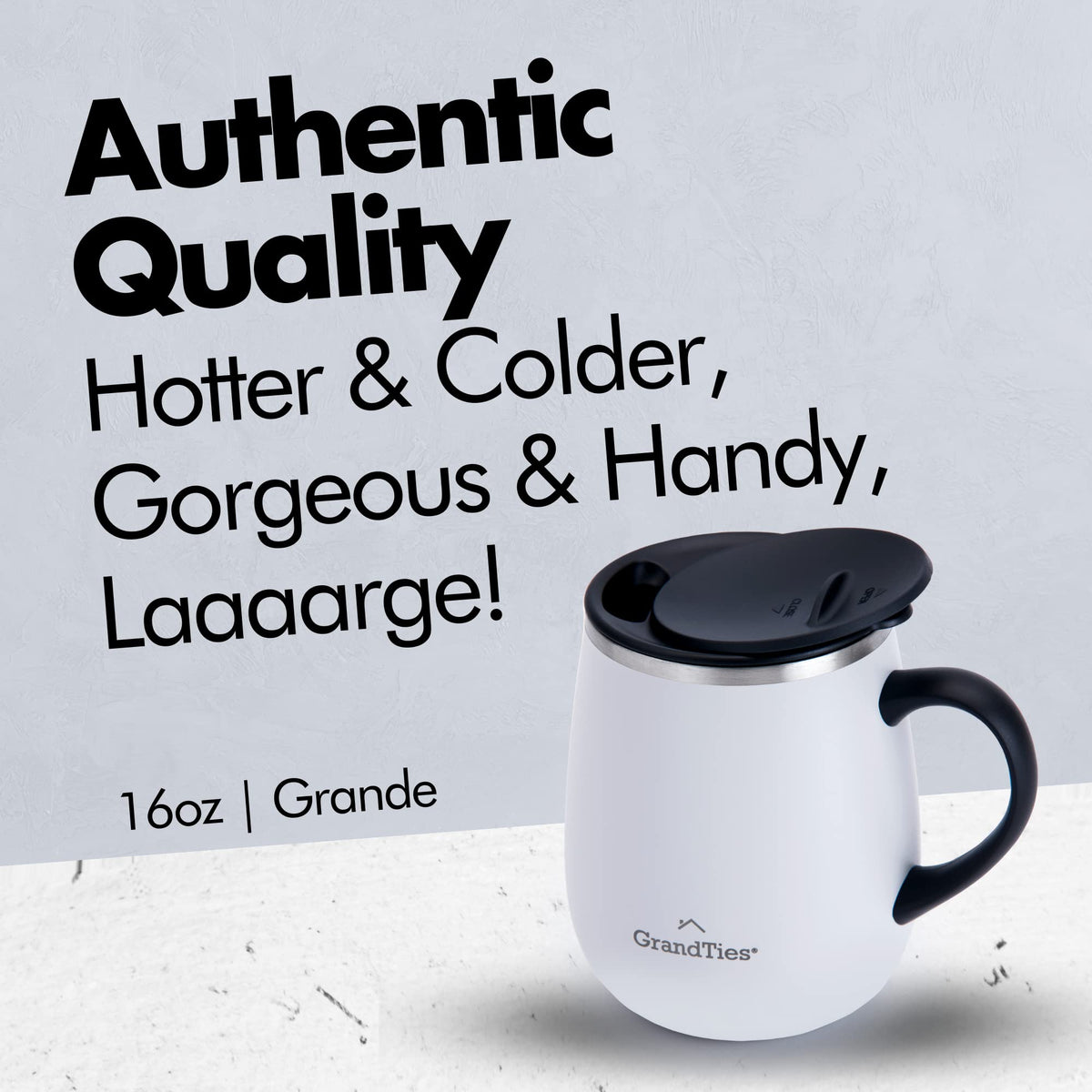 16 oz Stainless Steel Insulated Coffee Mug 2-Pack with Handle & Sliding Lid R215