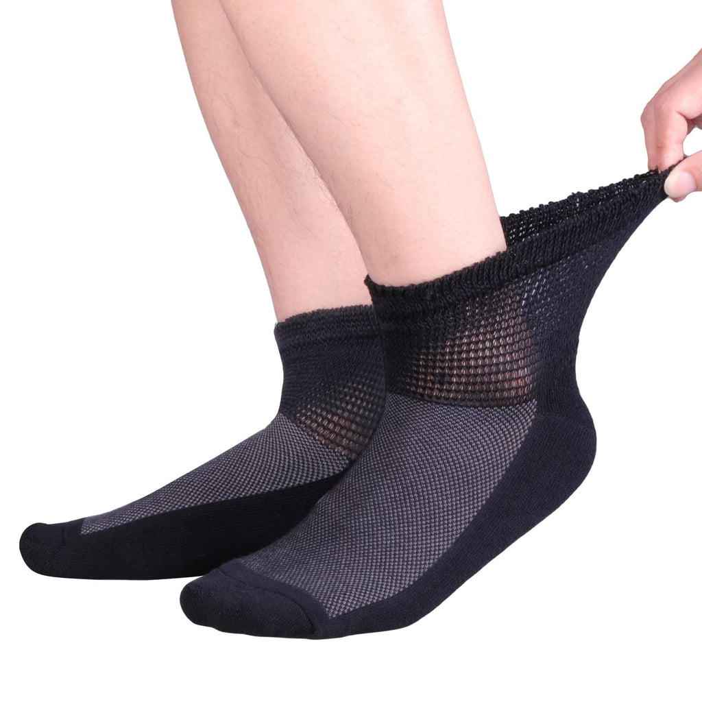 Bamboo Viscose Diabetic Socks, Black, Size 10-13, 5 Pairs G840
