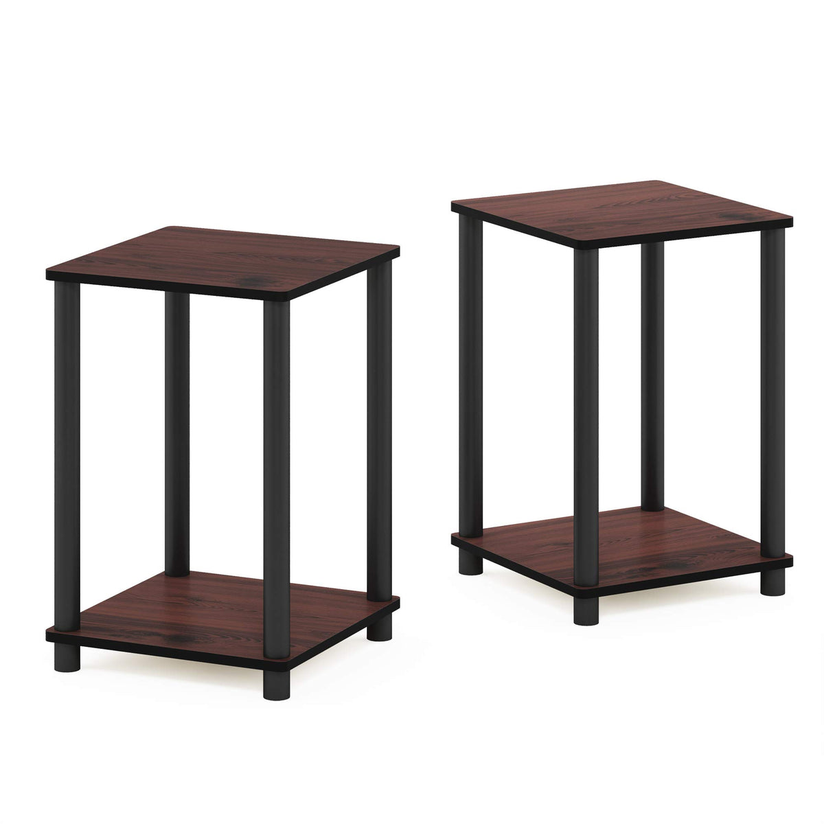 2-Tier Square Side Table Set of 2, Dark Cherry X746