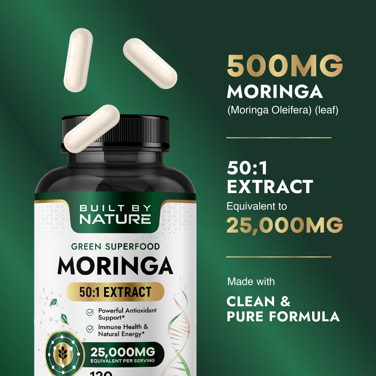 Moringa Supplement 500mg 120 Capsules A4497