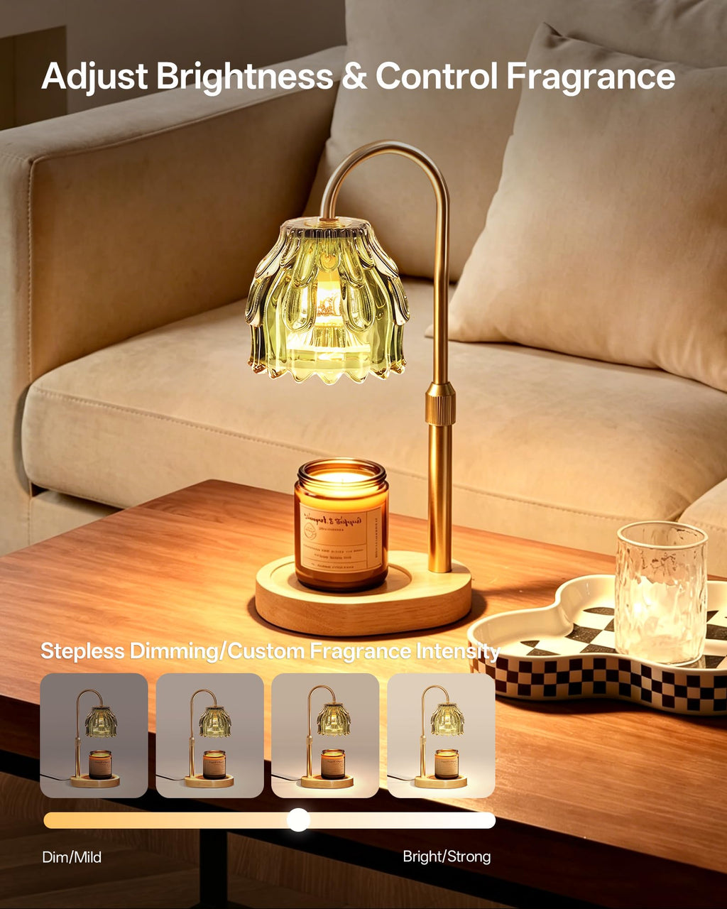 Adjustable Height Green Candle Warmer Lamp S24171