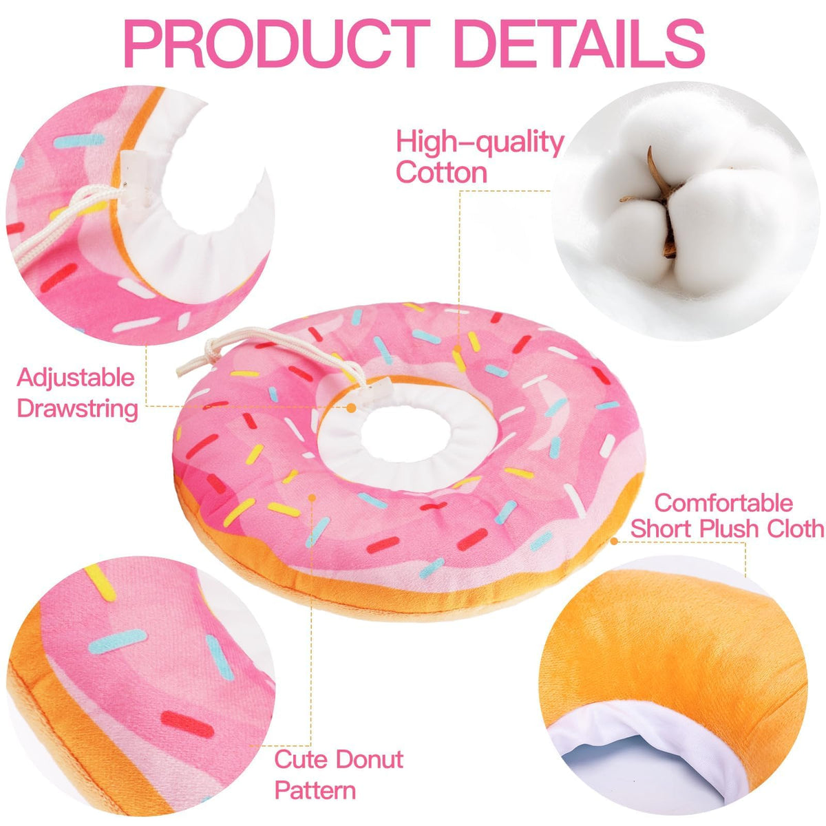 Soft Adjustable Cat Recovery Cone Collar Pink Small V15859
