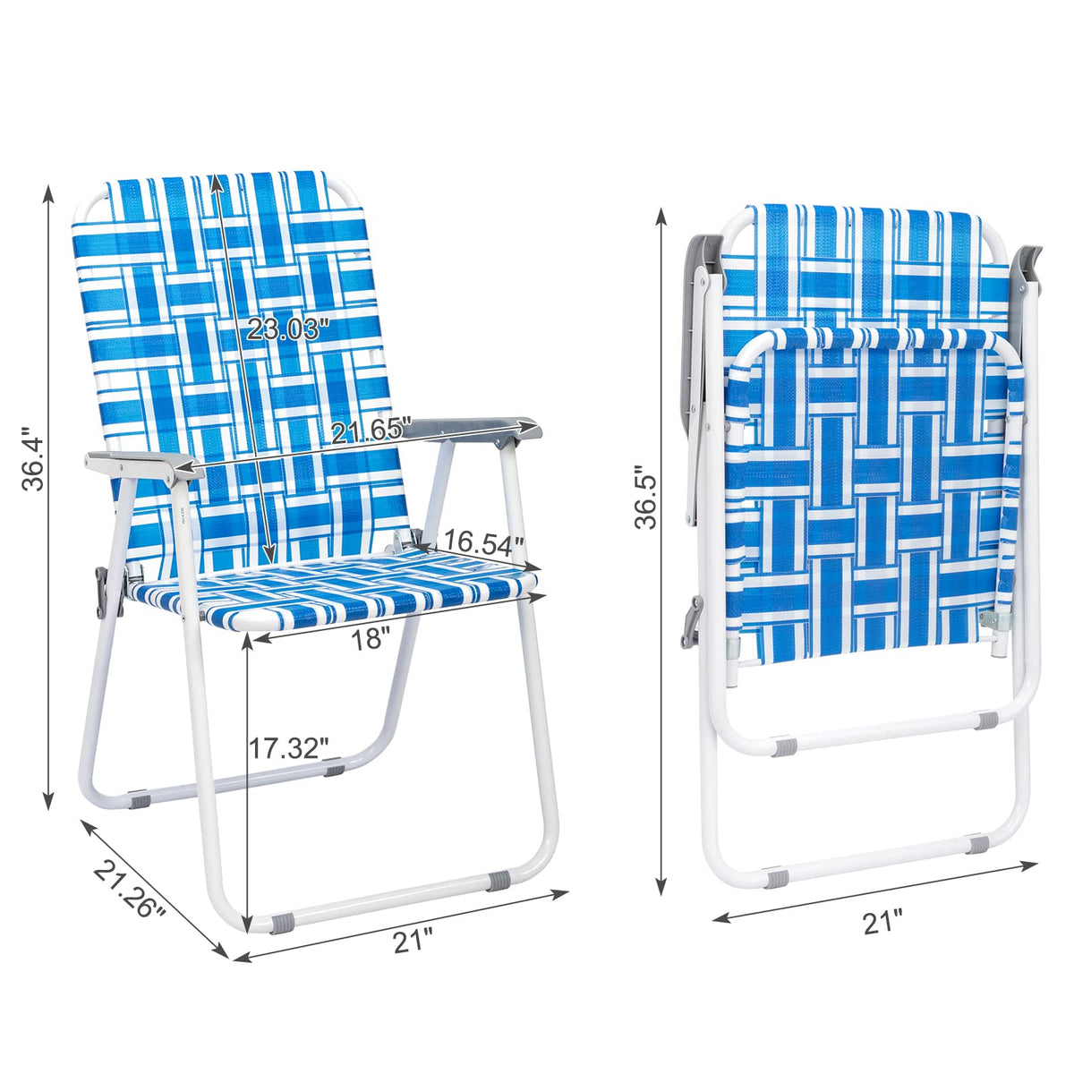 Set of 2 Blue Webbed Folding Camping Chairs K178