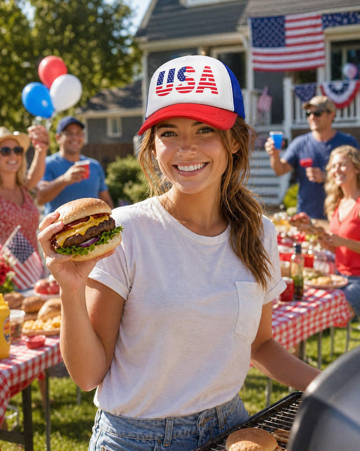 American Flag Trucker Hat Z9251