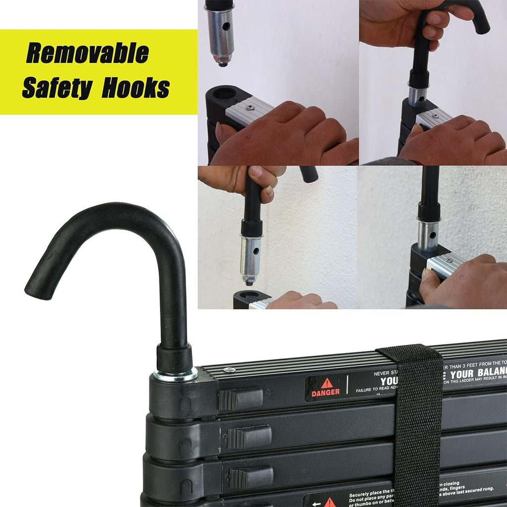 20.3ft Aluminum Telescoping Ladder with Roof Hooks B835