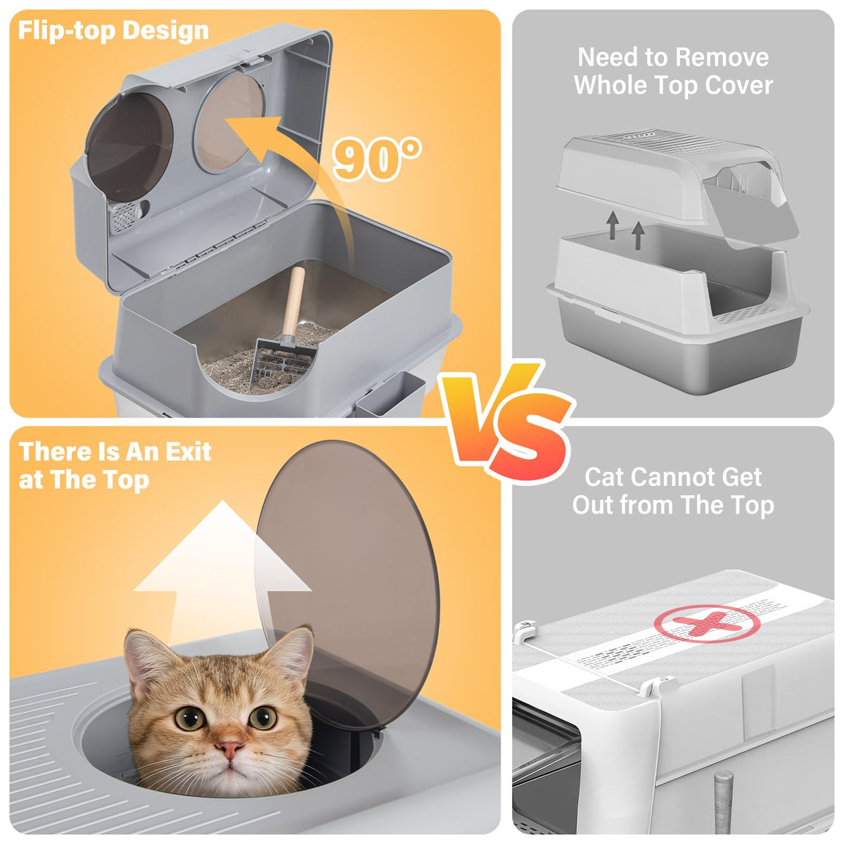 XL Stainless Steel Enclosed Cat Litter Box with Lid L435882