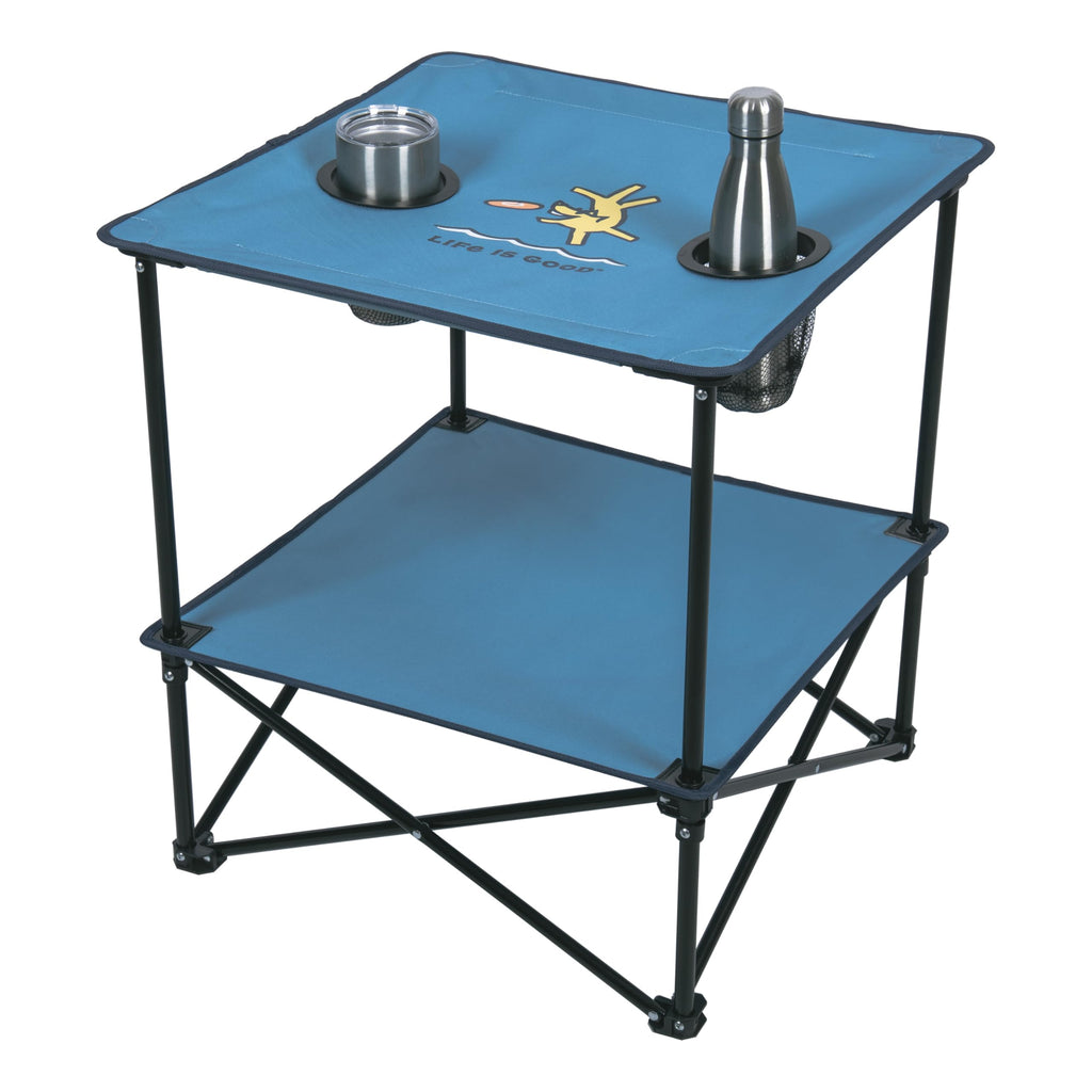22” Square Compact Outdoor Folding Table with Cup Holders and Carry Bag H24466