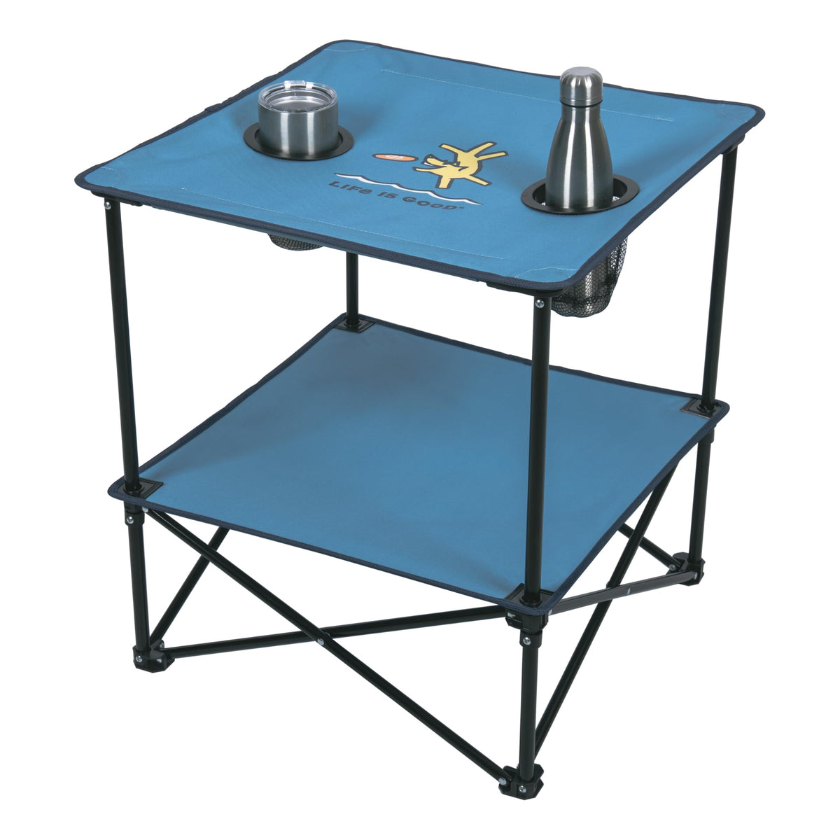 22” Square Compact Outdoor Folding Table with Cup Holders and Carry Bag H24466