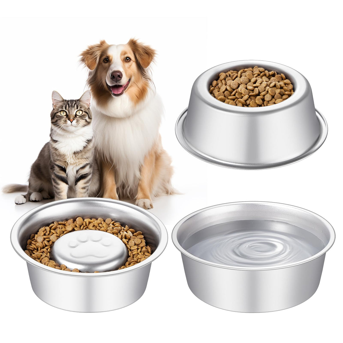 Stainless Steel Pet Dog Water and Food Bowl, 2-Pack G298