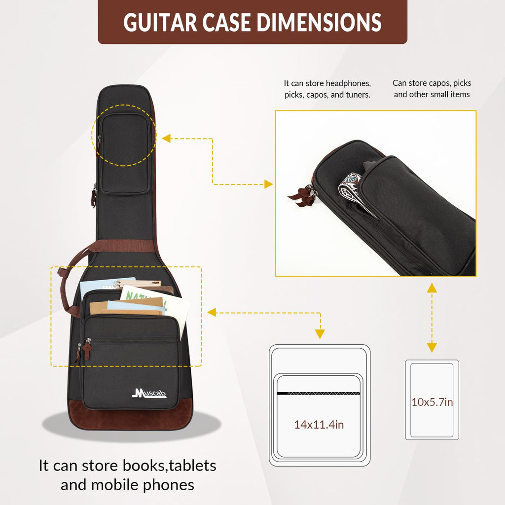 Black Electric Guitar Bag with Neck Strap and 4 Pockets A85751