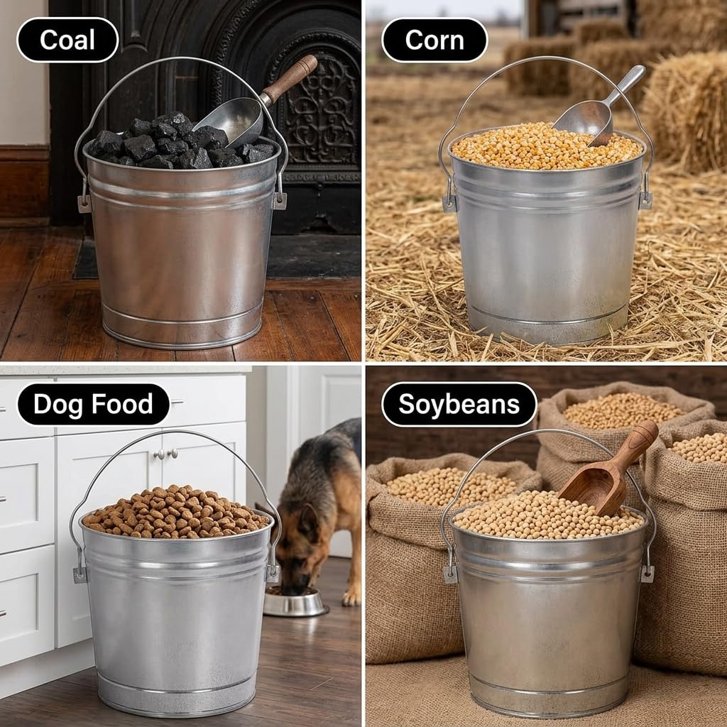 6 Gallon Galvanized Metal Trash Can with Locking Lid D5295