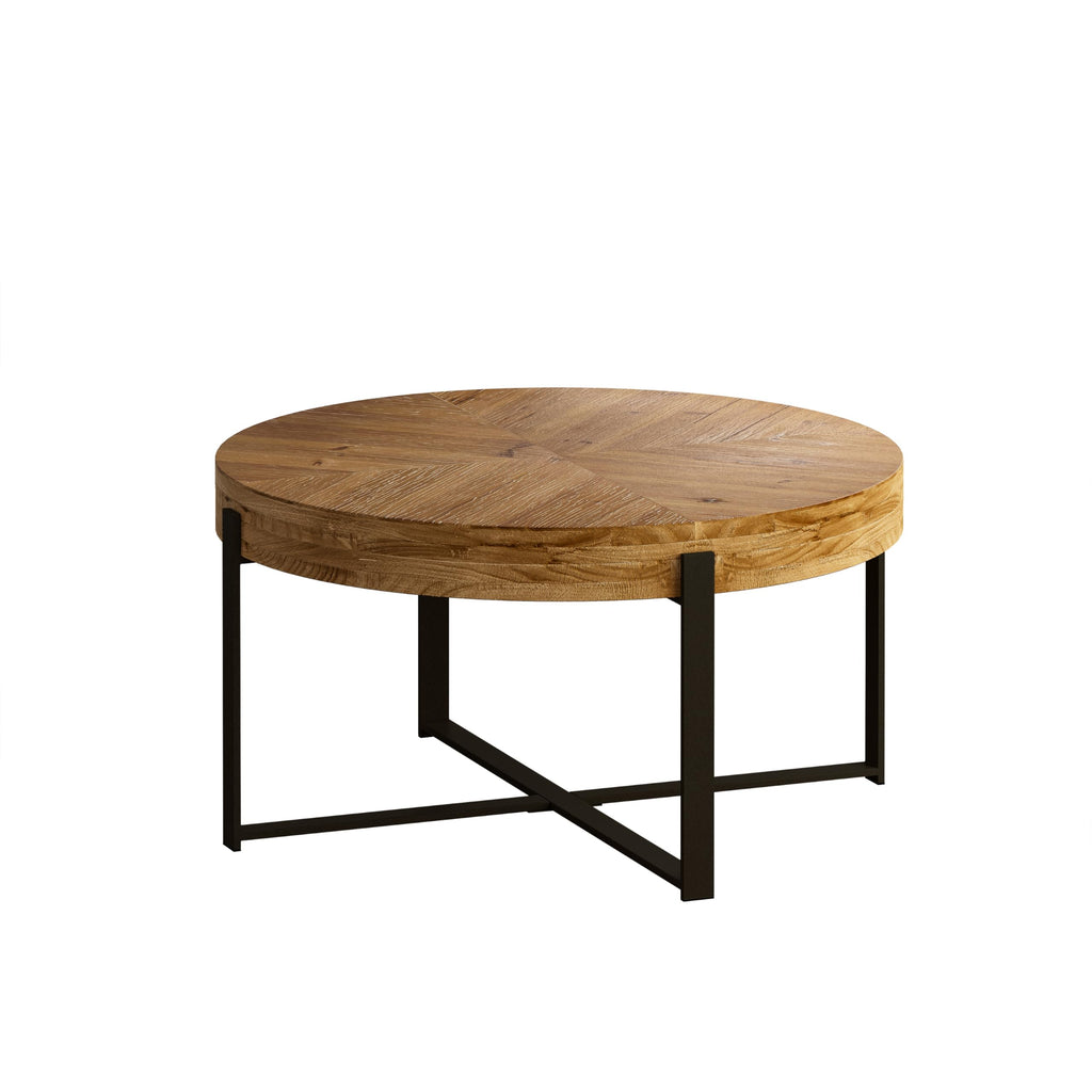 34" Round Coffee Table with Metal Base J802
