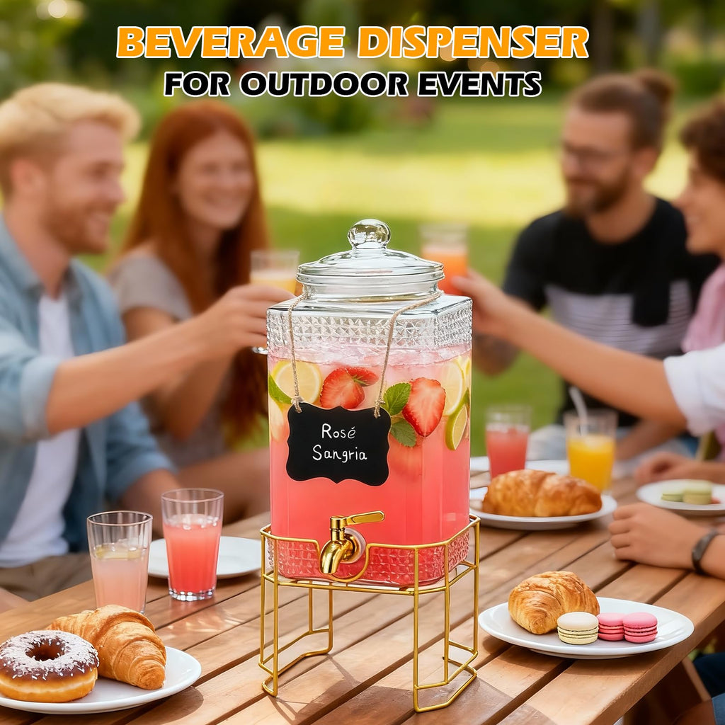 2 Gallon Stainless Steel Beverage Dispenser with Stand Q499223
