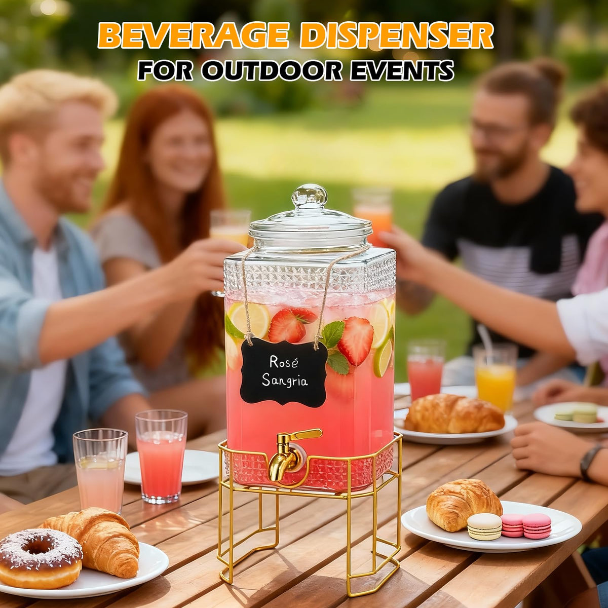2 Gallon Stainless Steel Beverage Dispenser with Stand Q499223