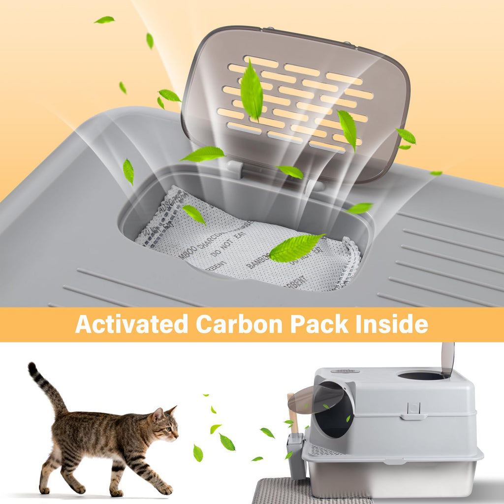 XL Stainless Steel Enclosed Cat Litter Box with Lid L435882