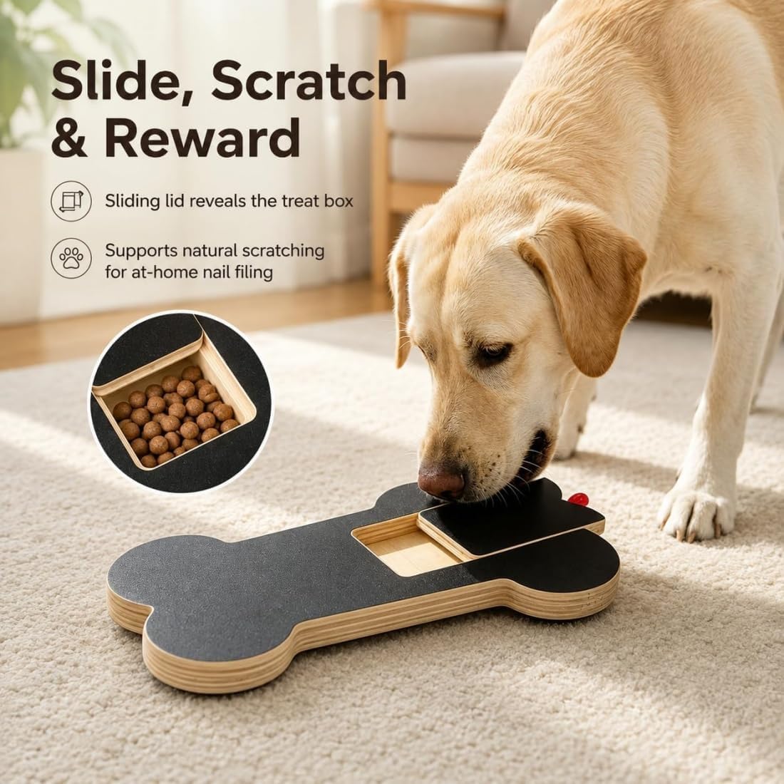 Wooden Dog Nail Scratch Board with Treat Dispenser O2199