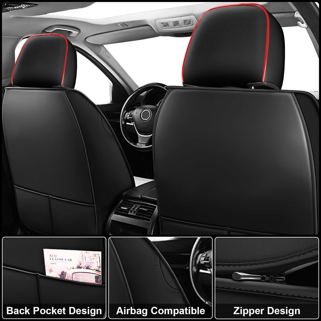 Custom Fit Seat Covers Full Set Black and Red P3338