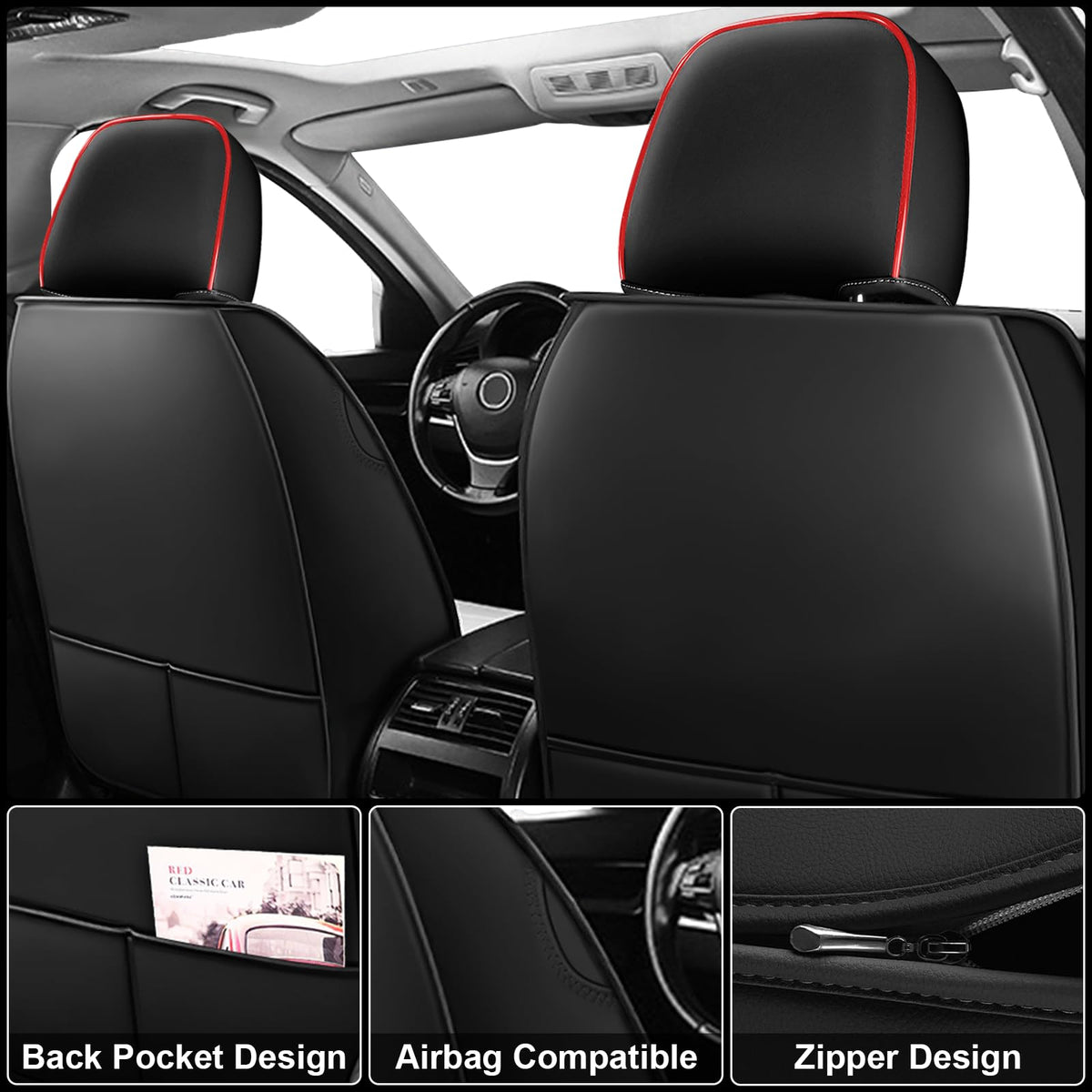 Custom Fit Seat Covers Full Set Black and Red P3338