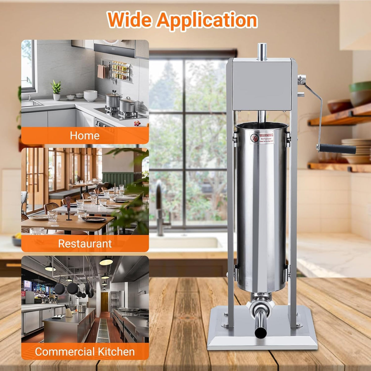 Two Speed Stainless Steel Vertical 15LBS Sausage Stuffer with 5 Stuffing Tubes H14174