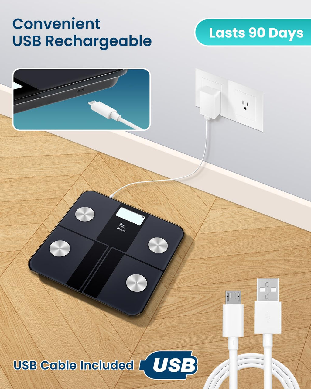 Rechargeable Digital Bathroom Scale X476