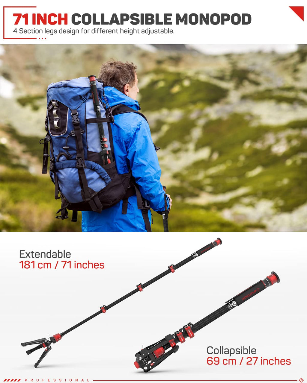 Carbon Fiber Monopod H3032