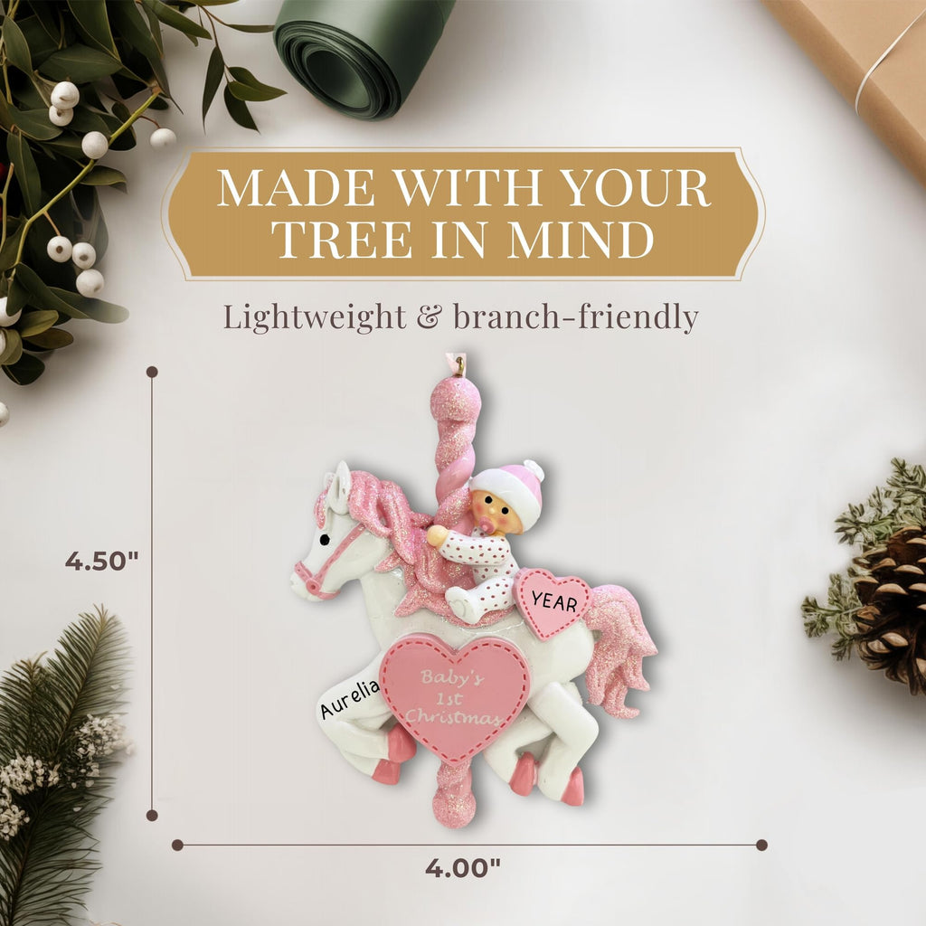 Baby's First Christmas Ornament 2026 Pink Carousel M602387