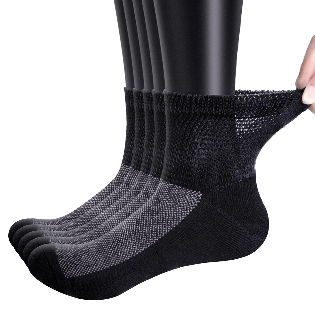 Bamboo Viscose Diabetic Socks, Black, Size 10-13, 5 Pairs G840