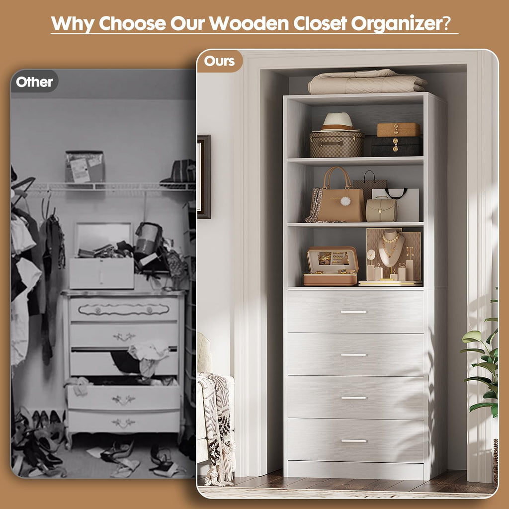 Wood Closet Organizer with 4 Drawers B702