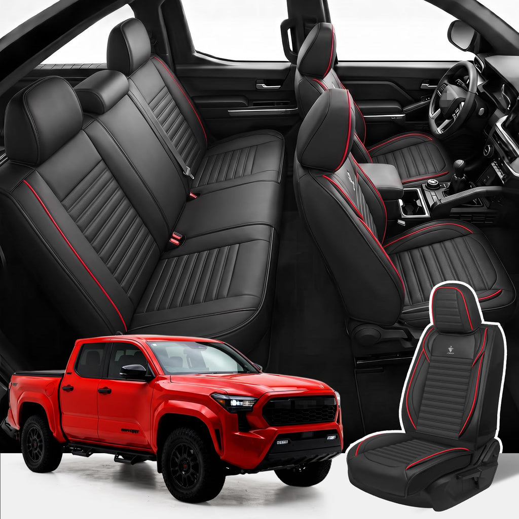Custom Fit Seat Covers Full Set Black and Red P3338