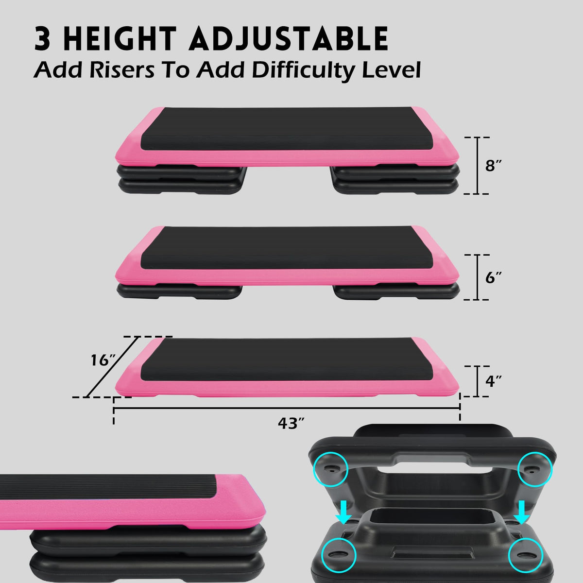 Adjustable Step Aerobic Platform with Risers D5564