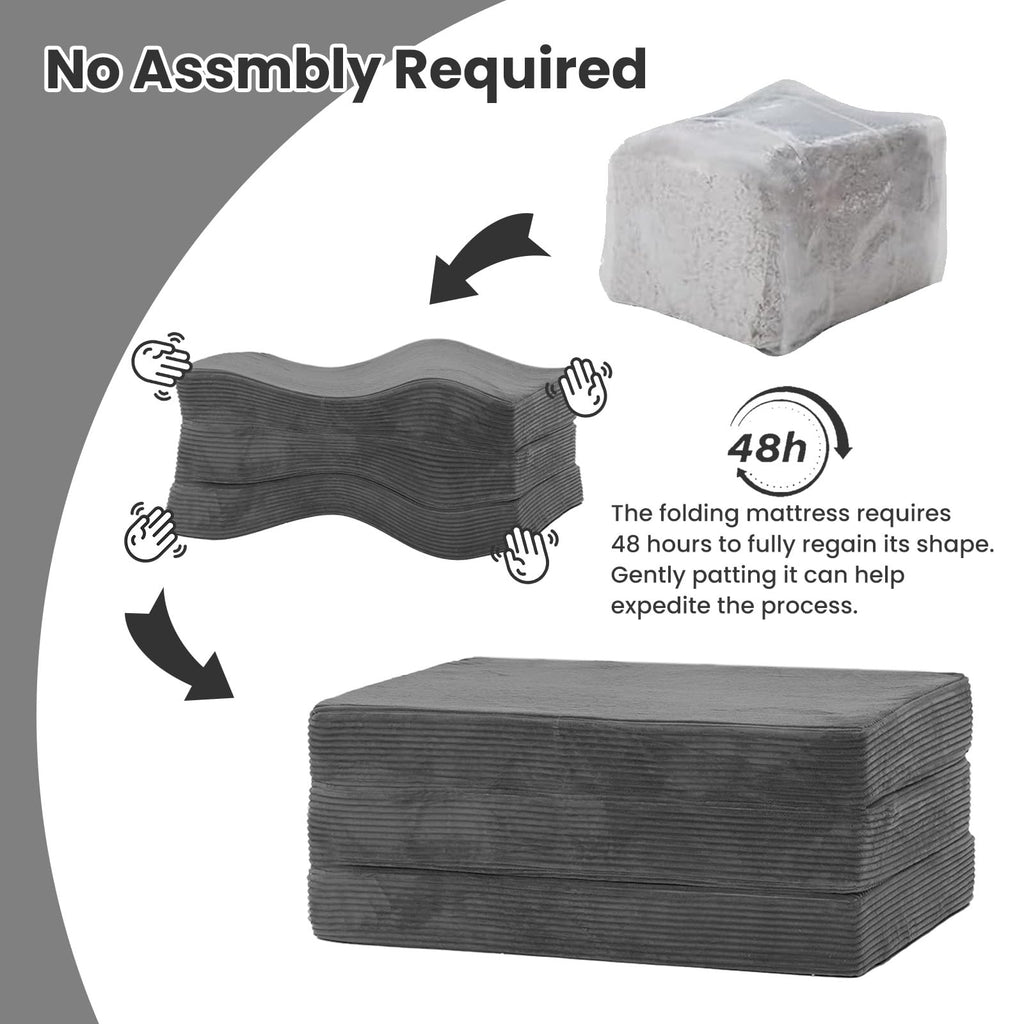 6 inch Tri Fold Twin Size Memory Foam Mattress J631772