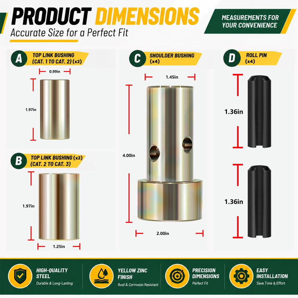 Quick Hitch Bushing Kit for Category 1 3-Point Hitch Tractors C93309