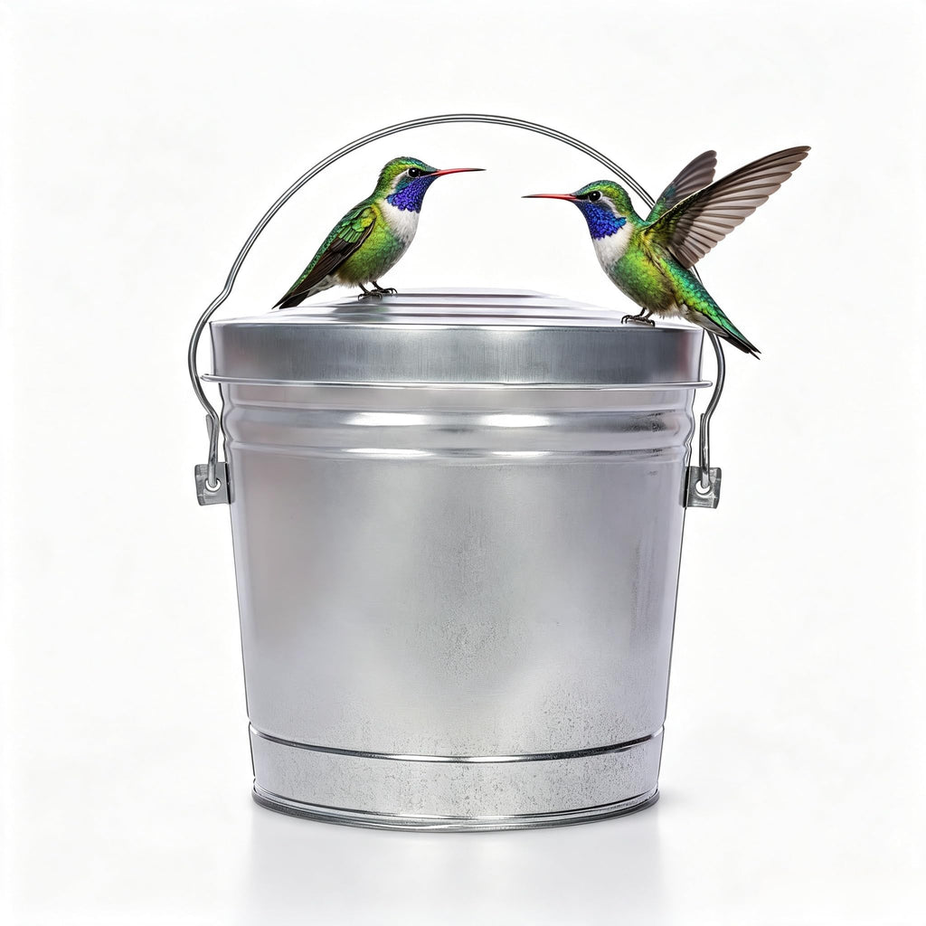 6 Gallon Galvanized Metal Trash Can with Locking Lid D5295