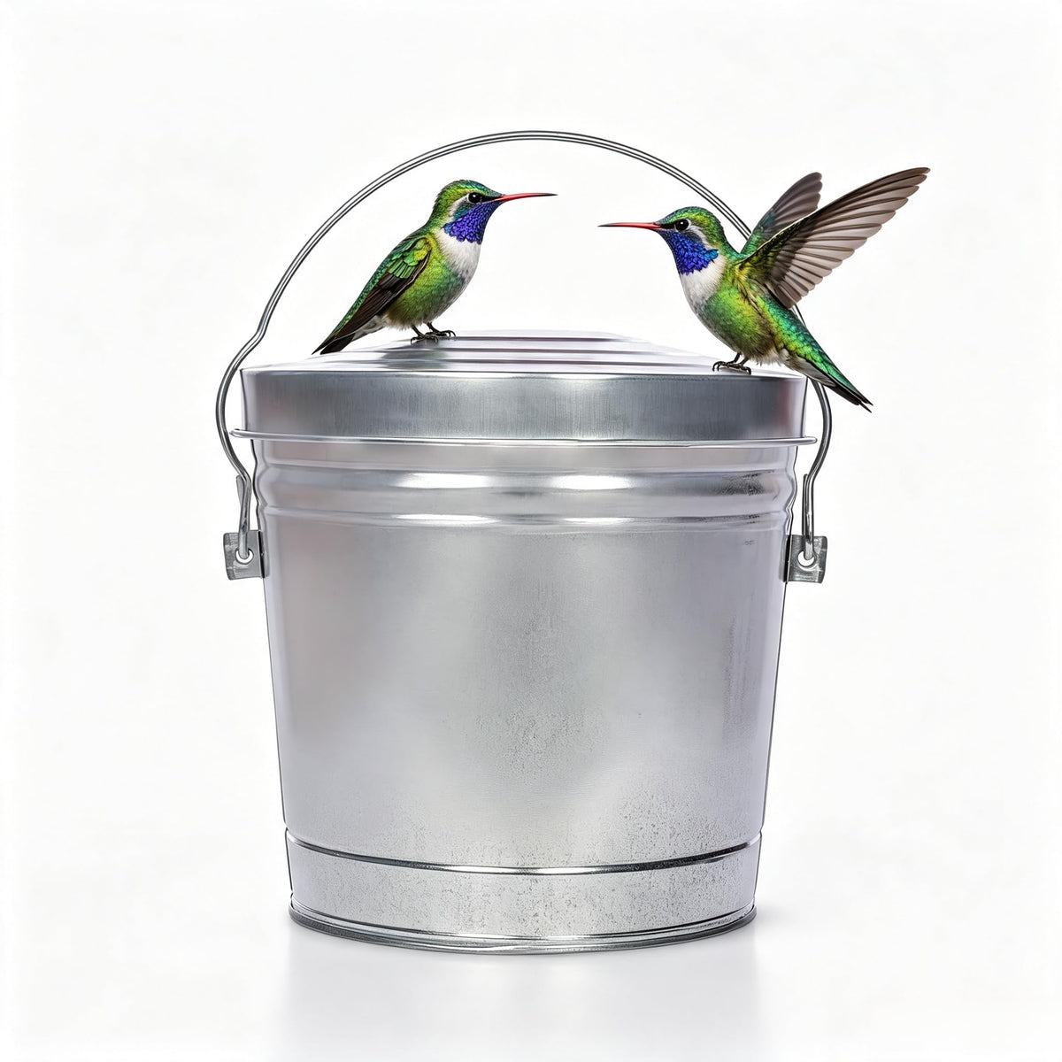 6 Gallon Galvanized Metal Trash Can with Locking Lid D5295